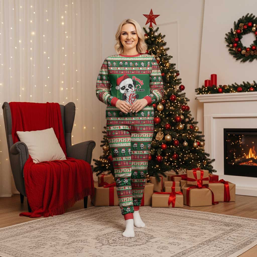 Cute Panda Claus Christmas Pajama Set Panda Santa Claus - Wonder Print Shop