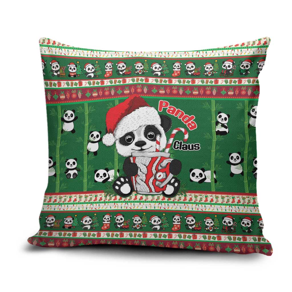 Cute Panda Claus Christmas Pillow Cover Panda Santa Claus - Wonder Print Shop