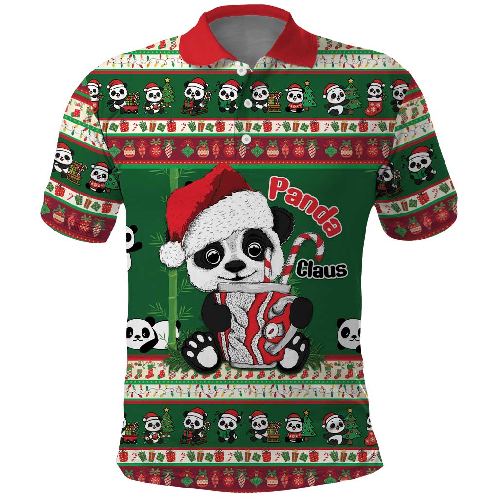 Cute Panda Claus Christmas Polo Shirt Panda Santa Claus - Wonder Print Shop