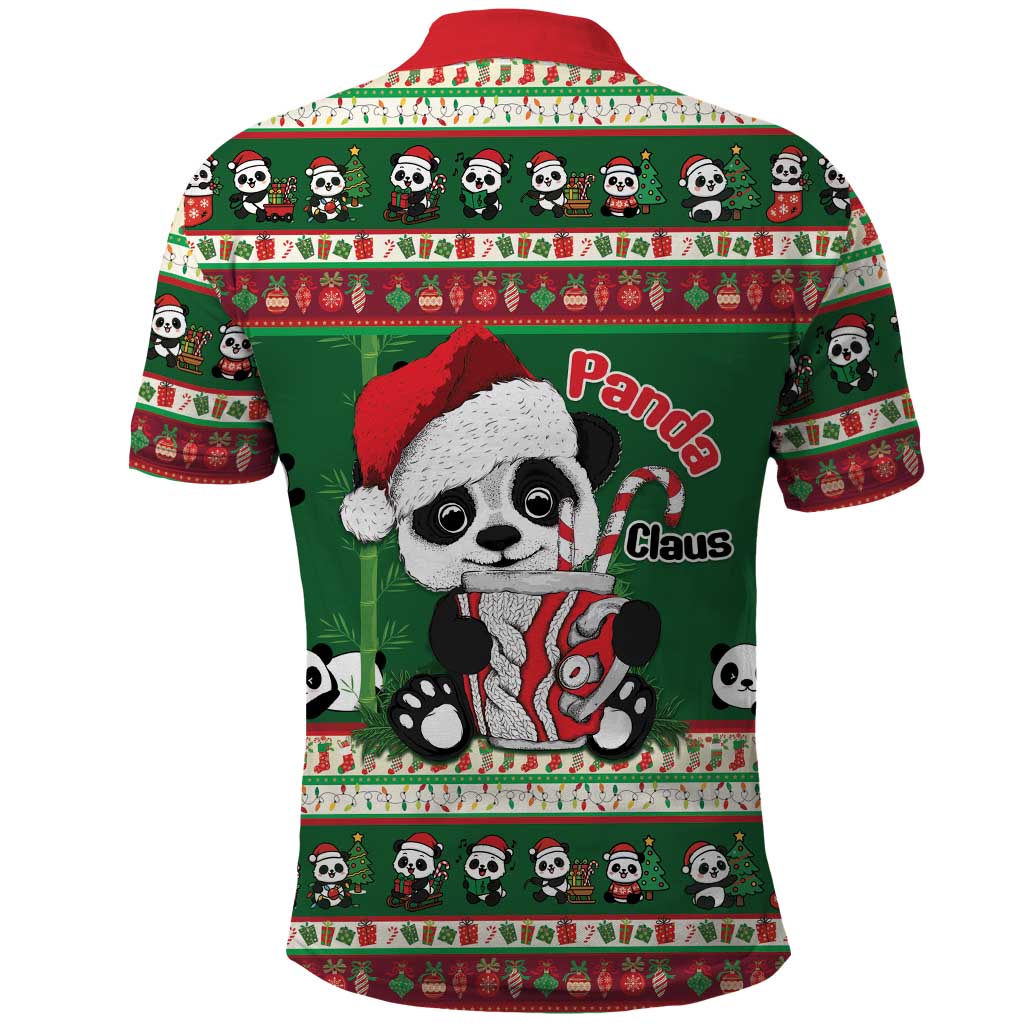 Cute Panda Claus Christmas Polo Shirt Panda Santa Claus - Wonder Print Shop