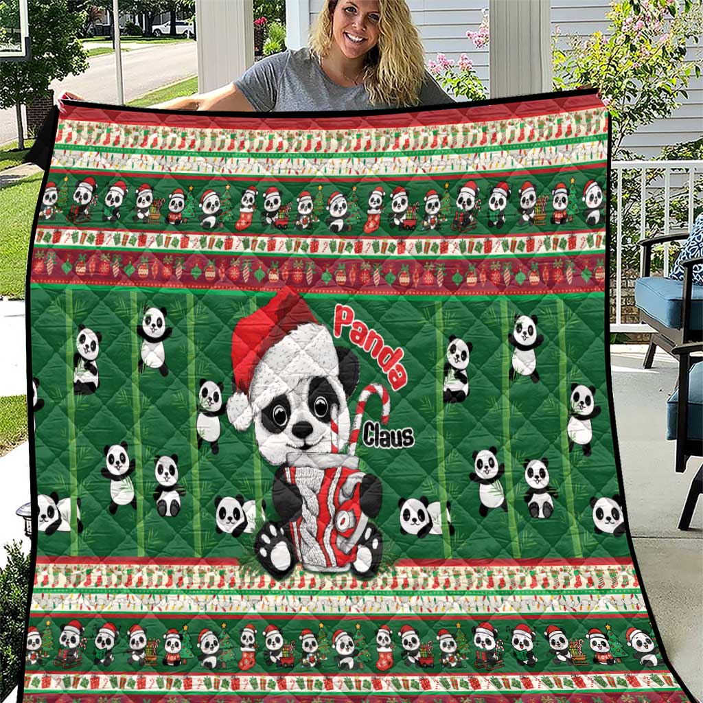 Cute Panda Claus Christmas Quilt Panda Santa Claus - Wonder Print Shop