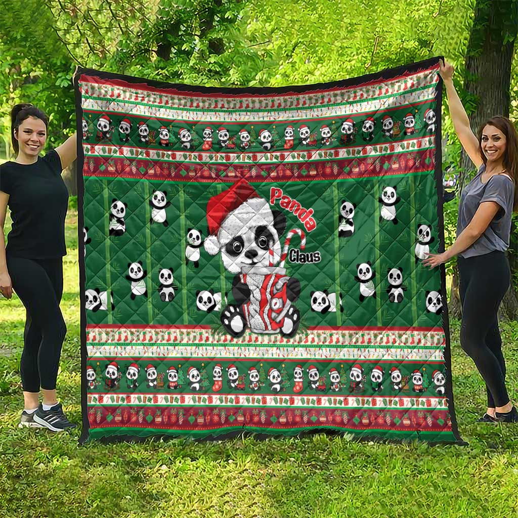 Cute Panda Claus Christmas Quilt Panda Santa Claus - Wonder Print Shop