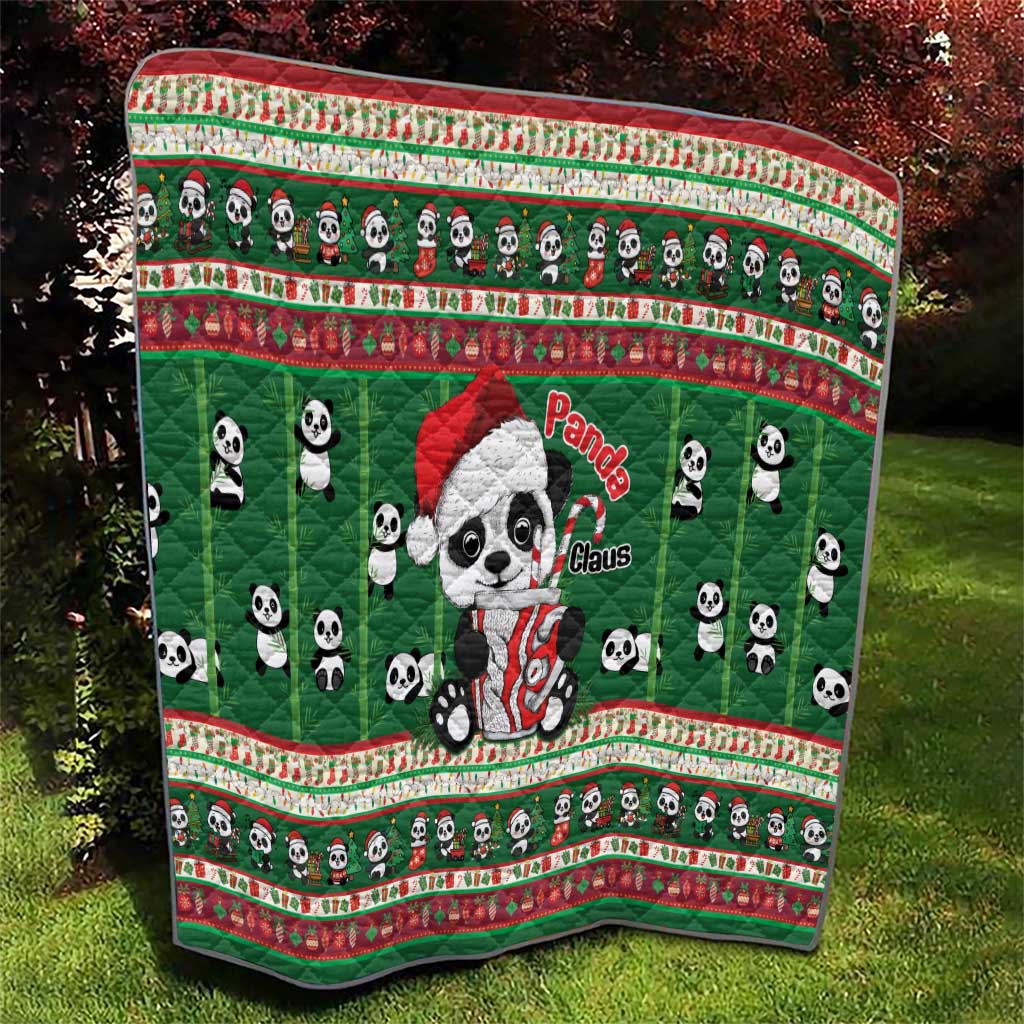 Cute Panda Claus Christmas Quilt Panda Santa Claus - Wonder Print Shop