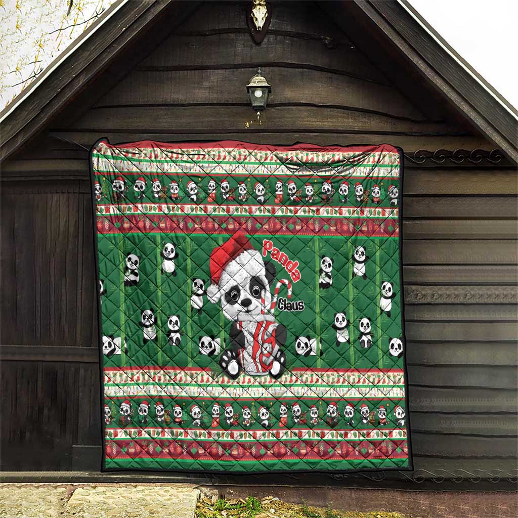 Cute Panda Claus Christmas Quilt Panda Santa Claus - Wonder Print Shop