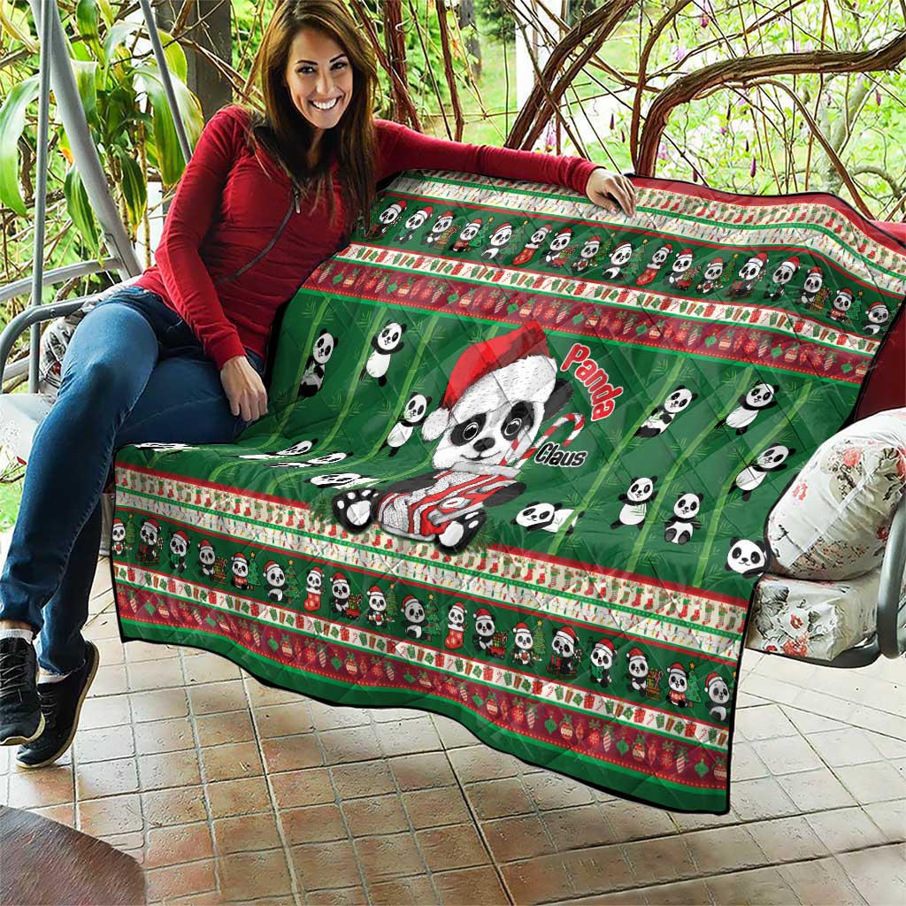 Cute Panda Claus Christmas Quilt Panda Santa Claus - Wonder Print Shop