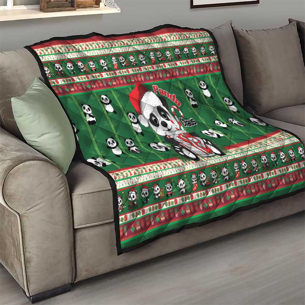 Cute Panda Claus Christmas Quilt Panda Santa Claus - Wonder Print Shop
