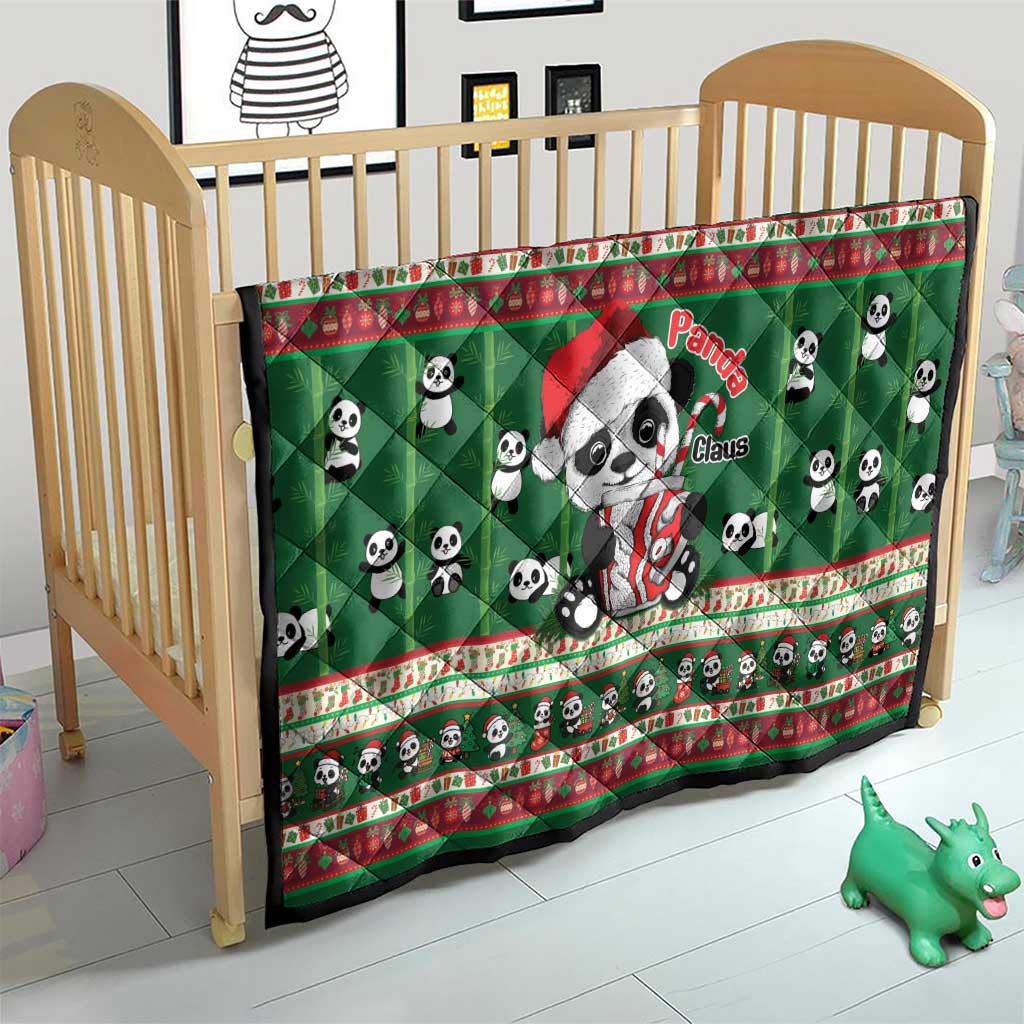 Cute Panda Claus Christmas Quilt Panda Santa Claus - Wonder Print Shop