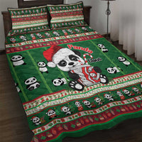 Cute Panda Claus Christmas Quilt Bed Set Panda Santa Claus - Wonder Print Shop
