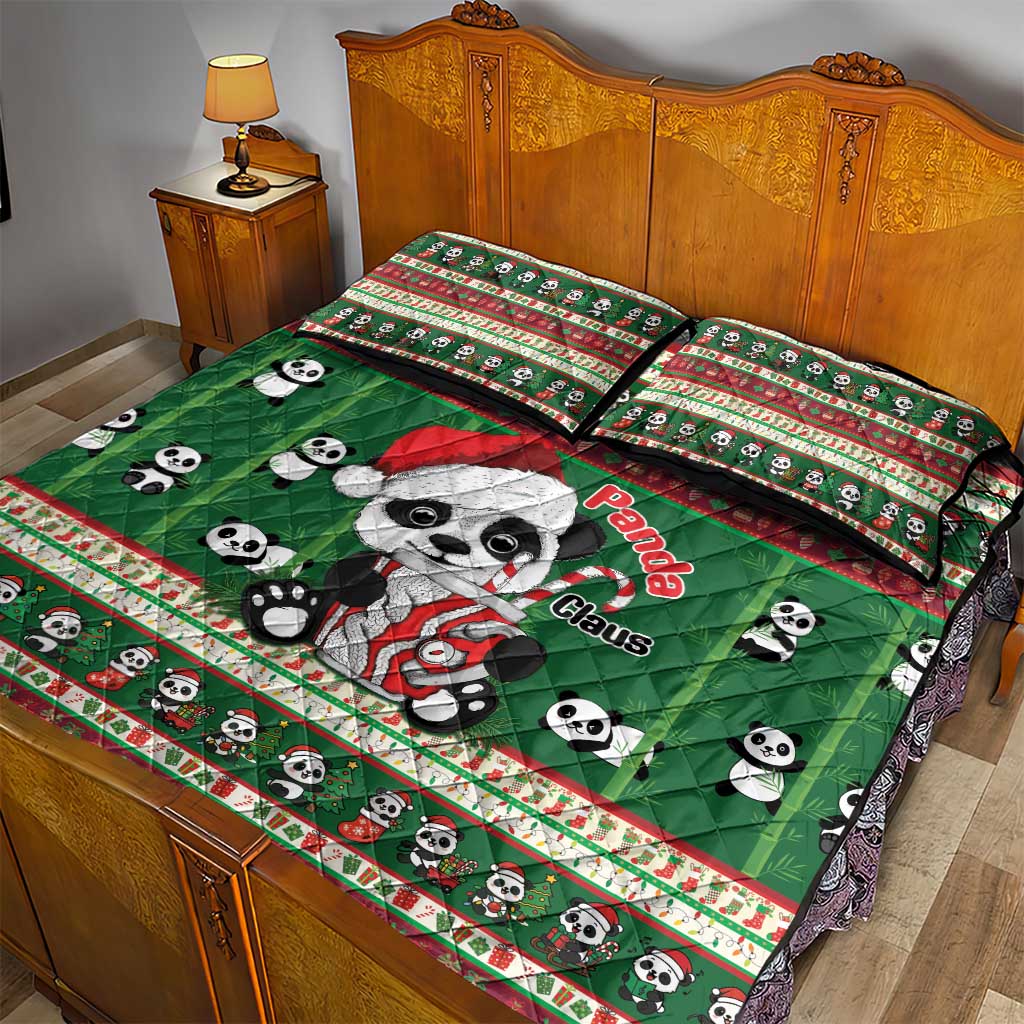 Cute Panda Claus Christmas Quilt Bed Set Panda Santa Claus - Wonder Print Shop