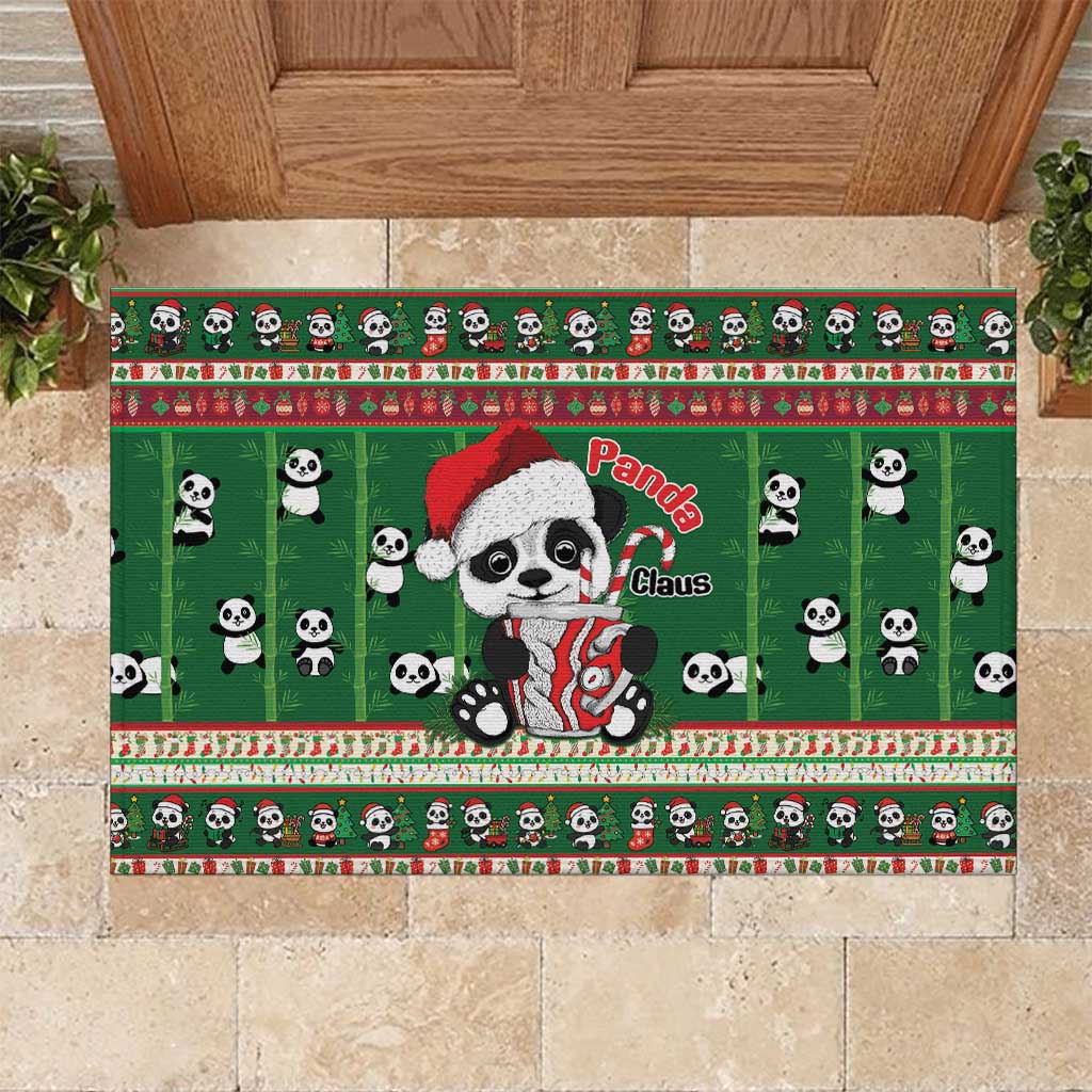 Cute Panda Claus Christmas Rubber Doormat Panda Santa Claus - Wonder Print Shop