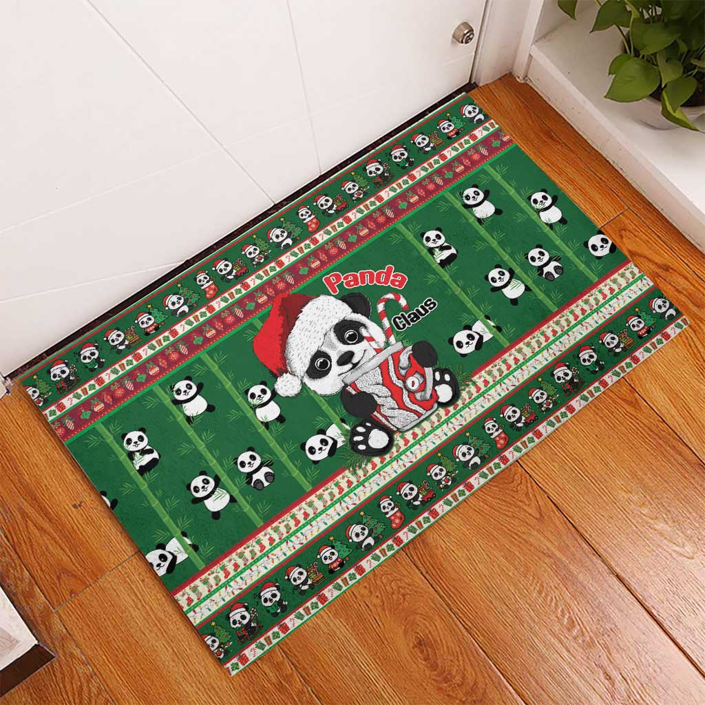 Cute Panda Claus Christmas Rubber Doormat Panda Santa Claus - Wonder Print Shop