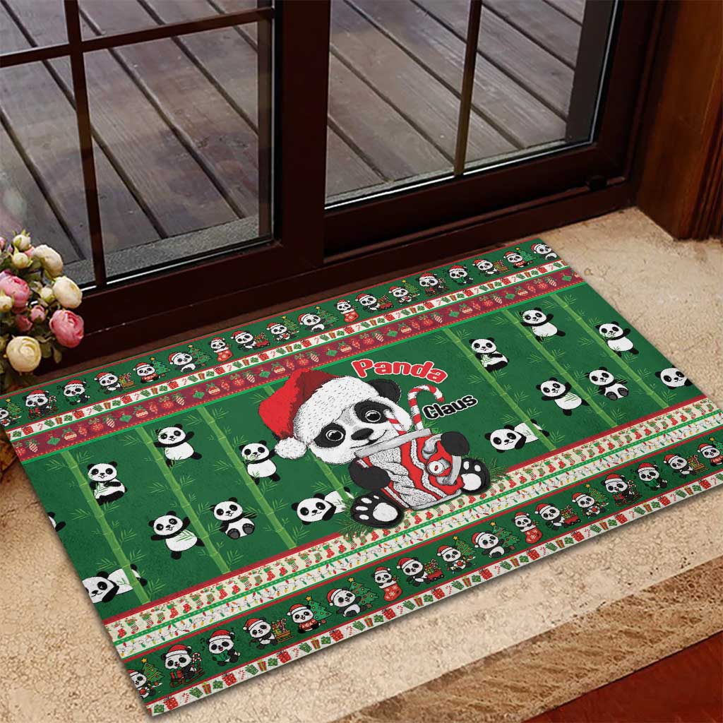 Cute Panda Claus Christmas Rubber Doormat Panda Santa Claus - Wonder Print Shop
