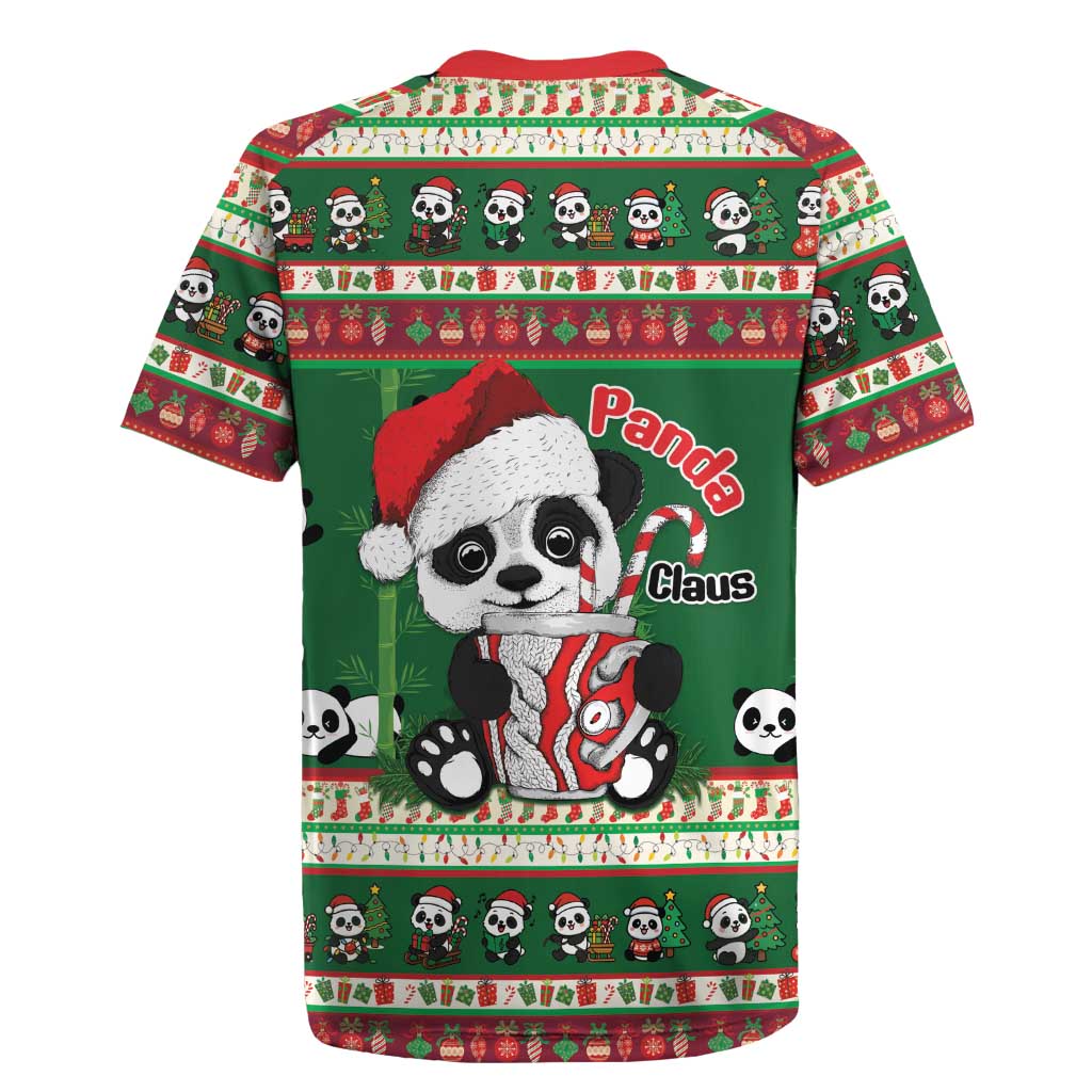 Cute Panda Claus Christmas Rugby Jersey Panda Santa Claus - Wonder Print Shop