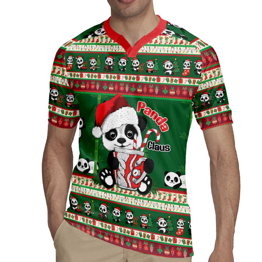 Cute Panda Claus Christmas Rugby Jersey Panda Santa Claus - Wonder Print Shop