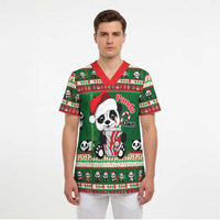 Cute Panda Claus Christmas Scrub Top Panda Santa Claus - Wonder Print Shop