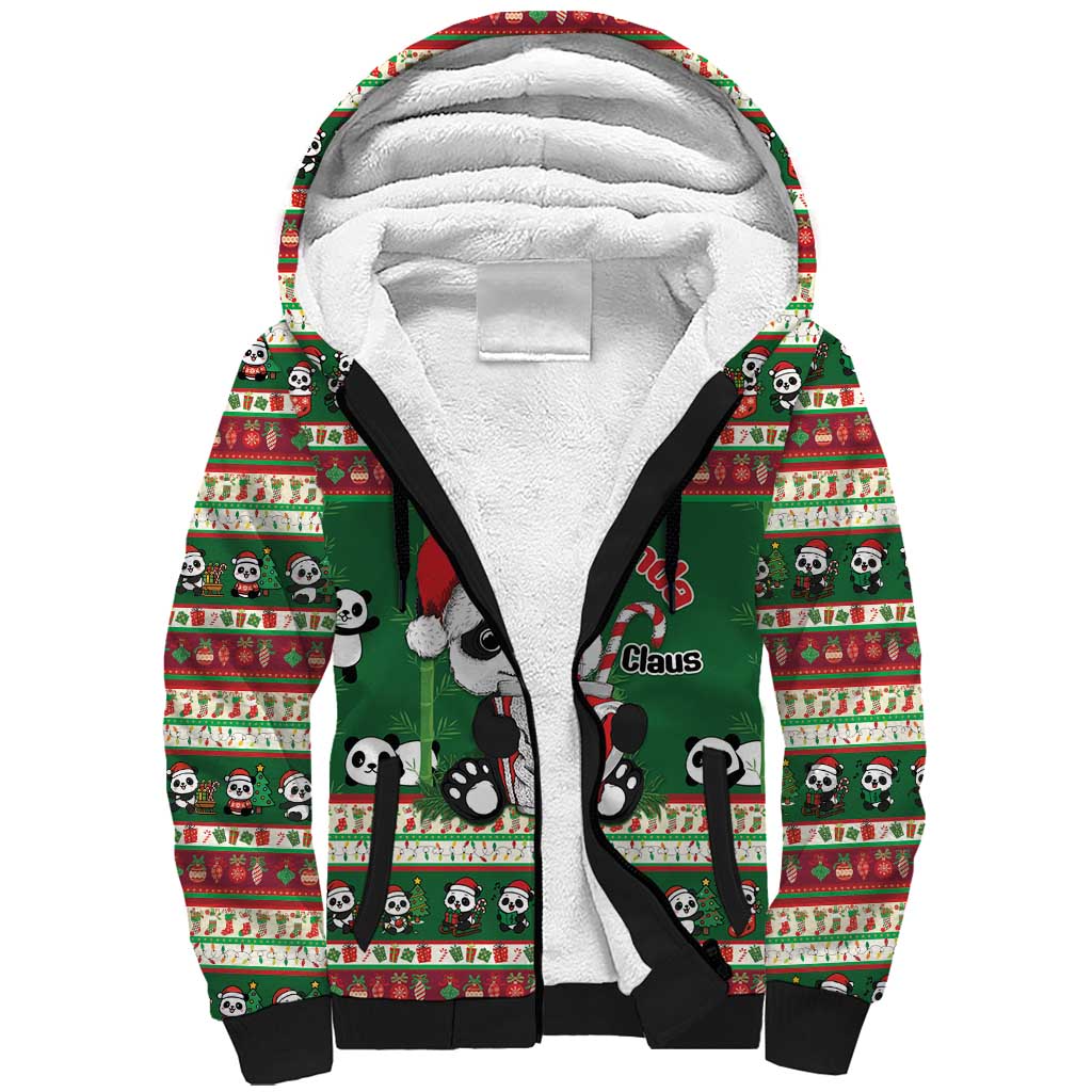 Cute Panda Claus Christmas Sherpa Hoodie Panda Santa Claus - Wonder Print Shop