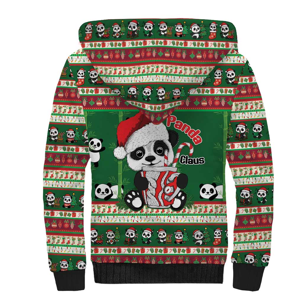 Cute Panda Claus Christmas Sherpa Hoodie Panda Santa Claus - Wonder Print Shop