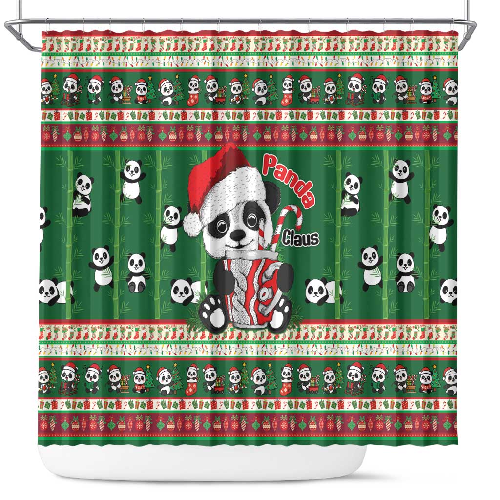 Cute Panda Claus Christmas Shower Curtain Panda Santa Claus - Wonder Print Shop