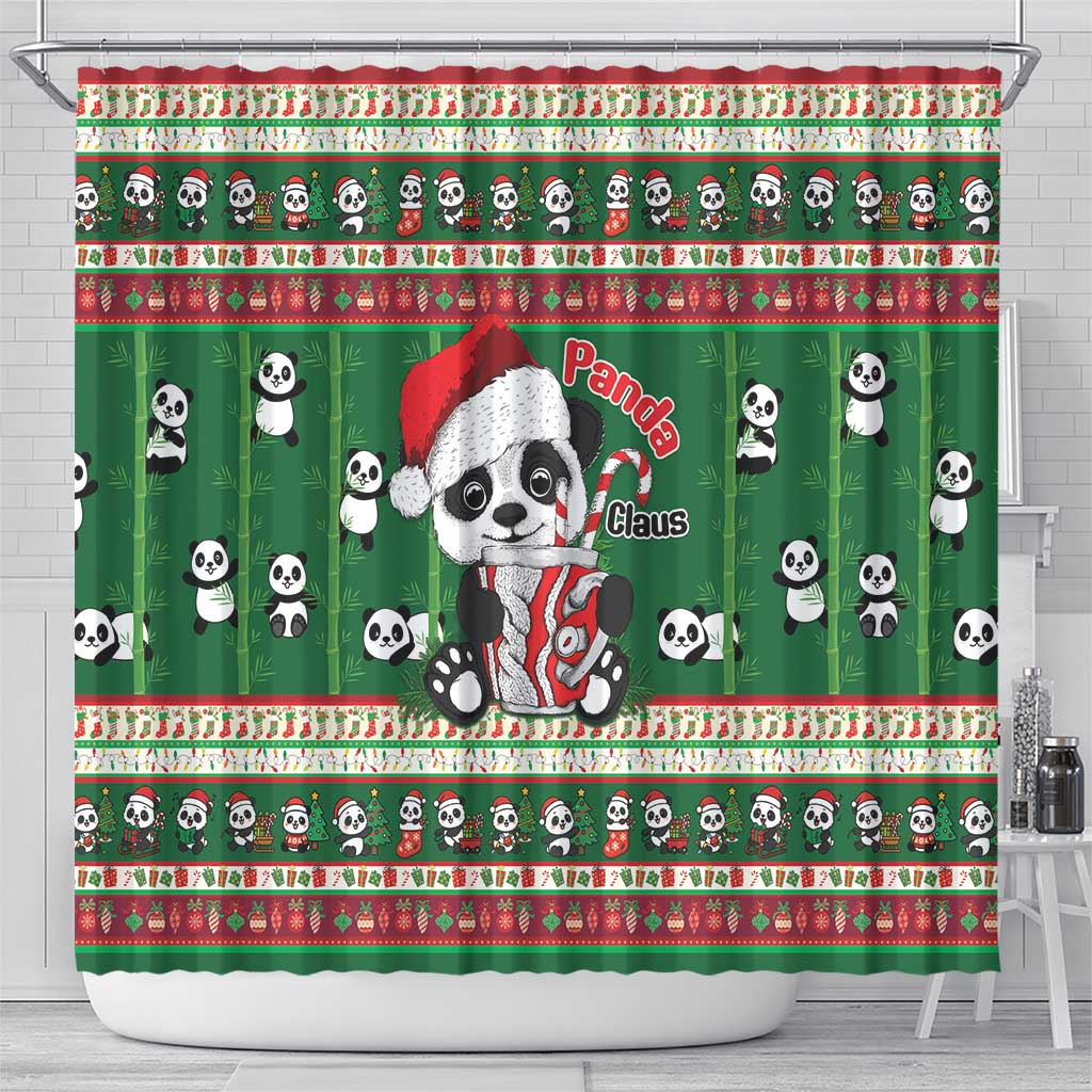Cute Panda Claus Christmas Shower Curtain Panda Santa Claus - Wonder Print Shop