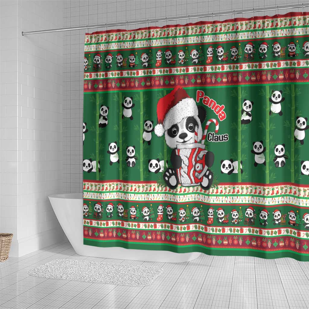 Cute Panda Claus Christmas Shower Curtain Panda Santa Claus - Wonder Print Shop