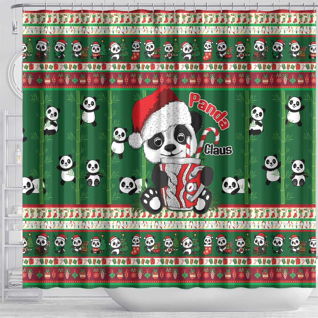 Cute Panda Claus Christmas Shower Curtain Panda Santa Claus - Wonder Print Shop