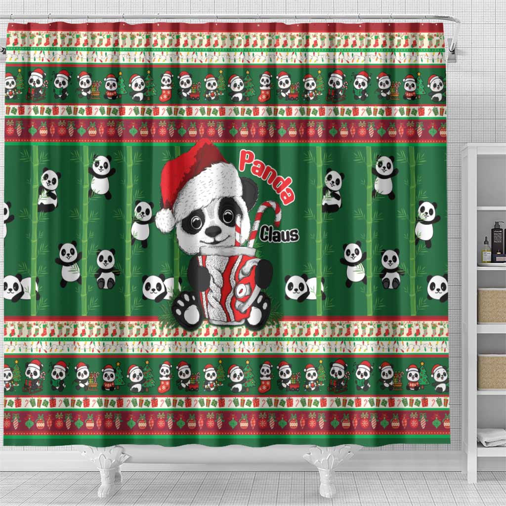 Cute Panda Claus Christmas Shower Curtain Panda Santa Claus - Wonder Print Shop