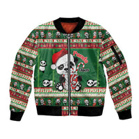 Cute Panda Claus Christmas Sleeve Zip Bomber Jacket Panda Santa Claus - Wonder Print Shop