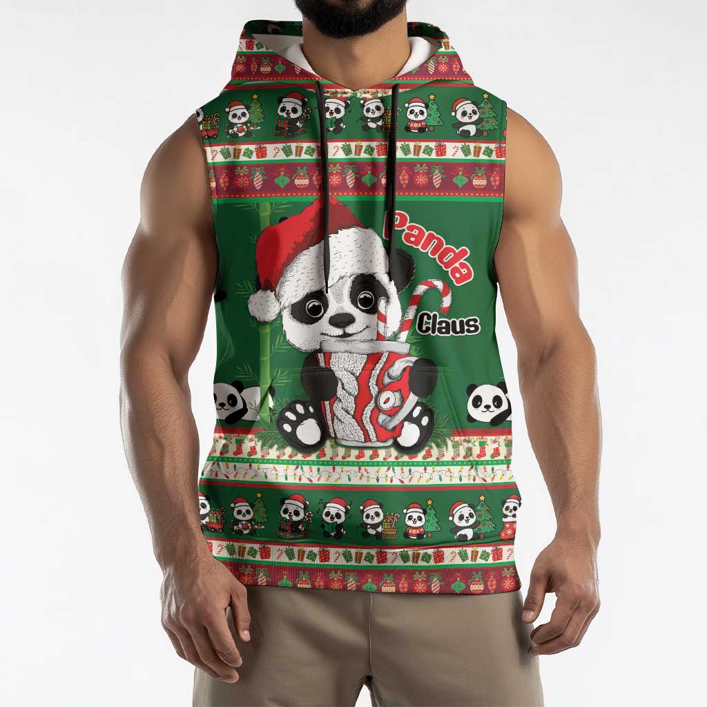Cute Panda Claus Christmas Sleeveless Hoodie Panda Santa Claus - Wonder Print Shop