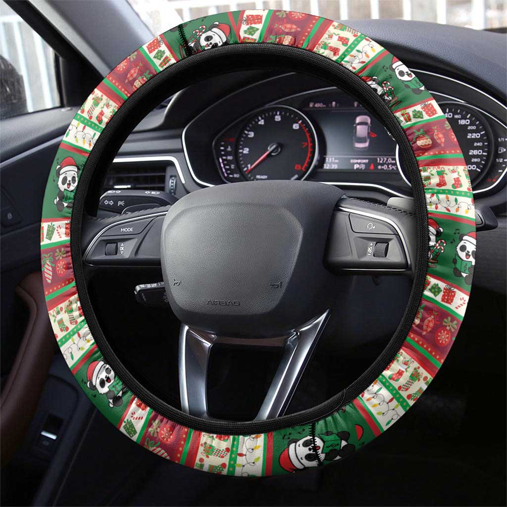 Cute Panda Claus Christmas Steering Wheel Cover Panda Santa Claus - Wonder Print Shop