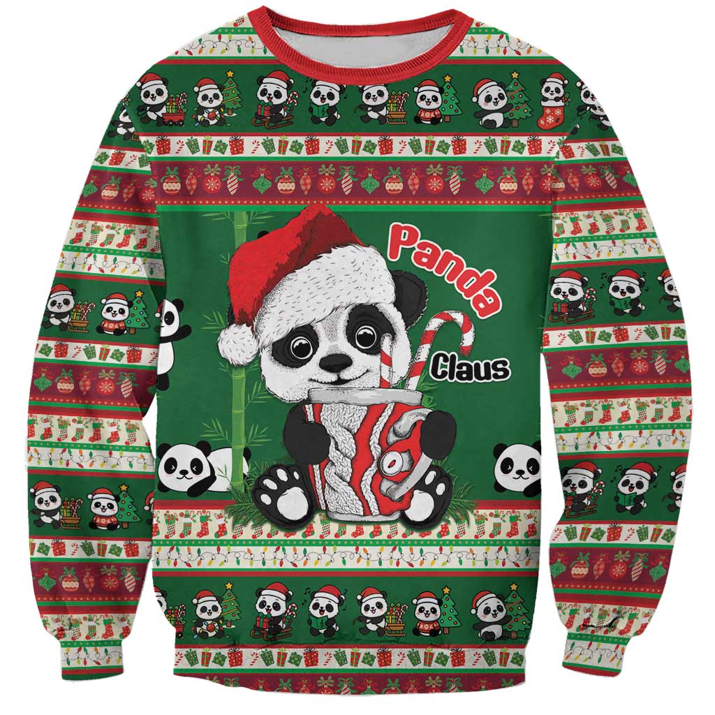 Cute Panda Claus Christmas Sweatshirt Panda Santa Claus - Wonder Print Shop