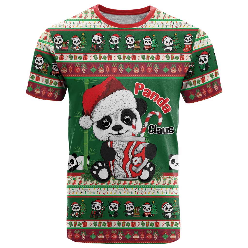 Cute Panda Claus Christmas T Shirt Panda Santa Claus - Wonder Print Shop