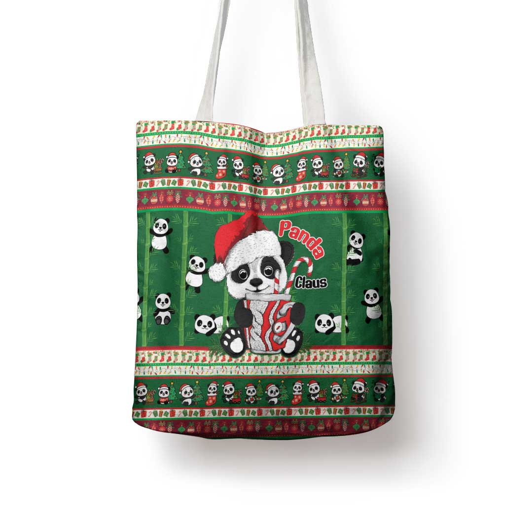 Cute Panda Claus Christmas Tote Bag Panda Santa Claus - Wonder Print Shop