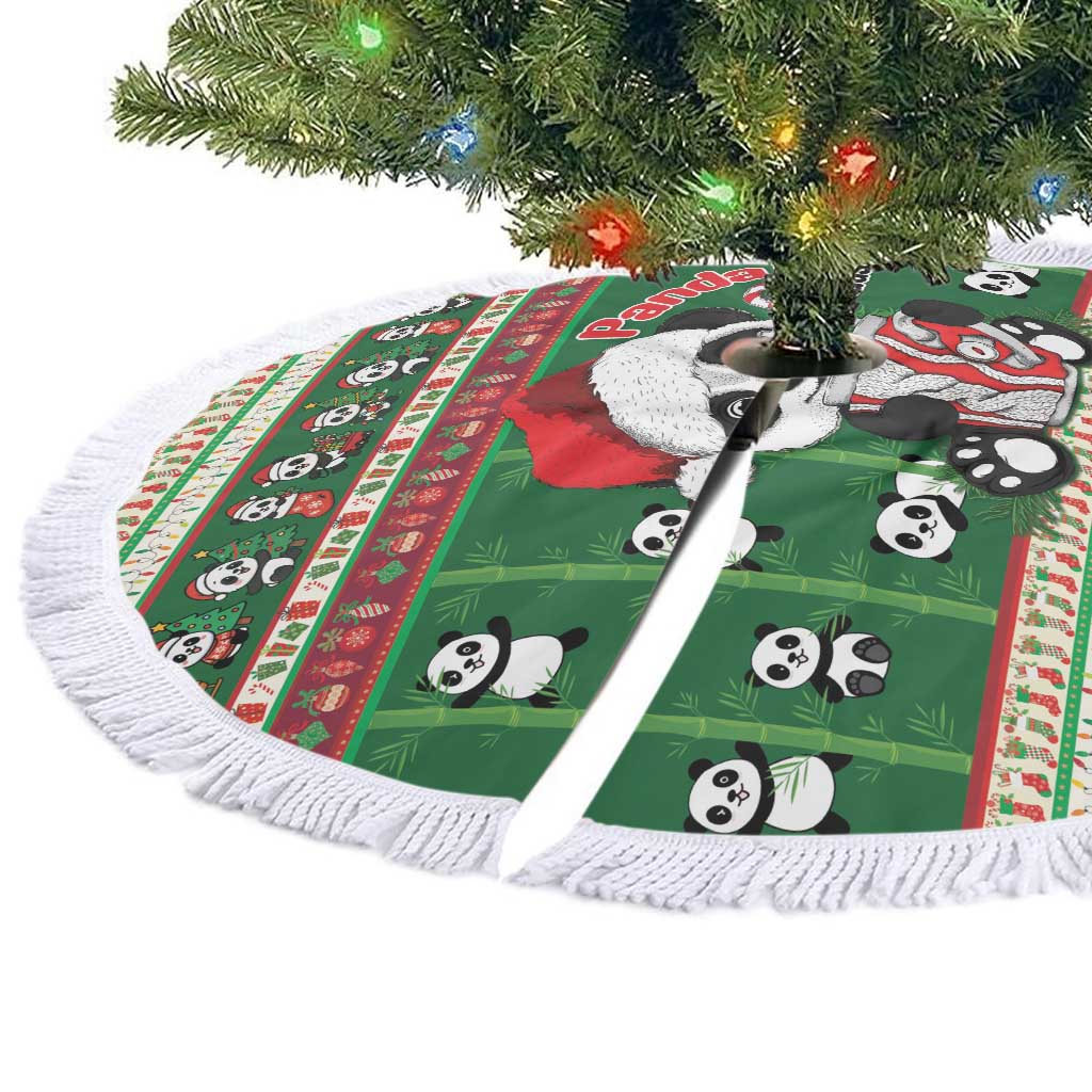 Cute Panda Claus Christmas Tree Skirt Panda Santa Claus - Wonder Print Shop