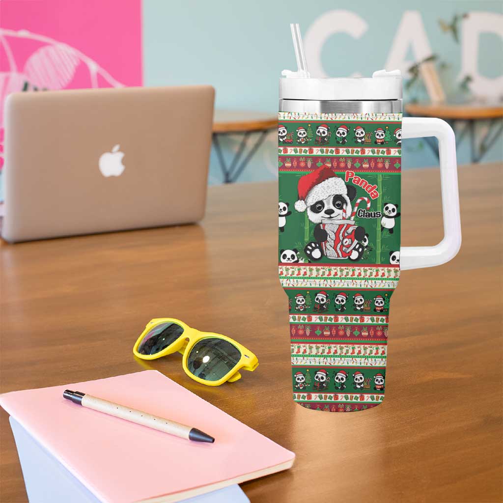 Cute Panda Claus Christmas Tumbler With Handle Panda Santa Claus - Wonder Print Shop