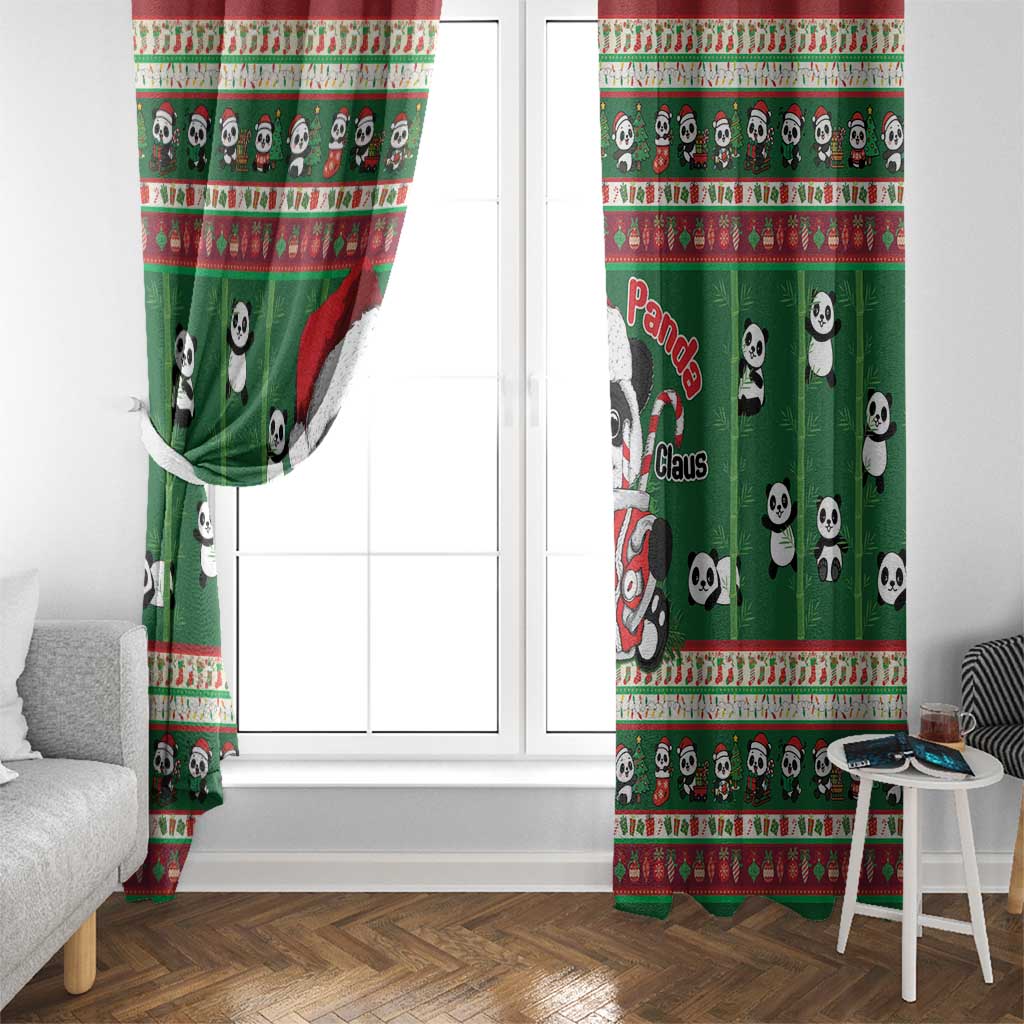 Cute Panda Claus Christmas Window Curtain Panda Santa Claus - Wonder Print Shop
