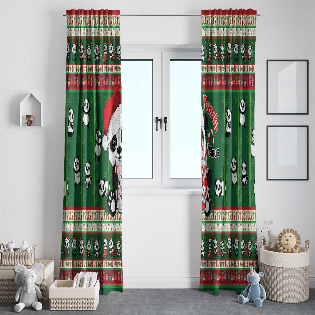 Cute Panda Claus Christmas Window Curtain Panda Santa Claus - Wonder Print Shop