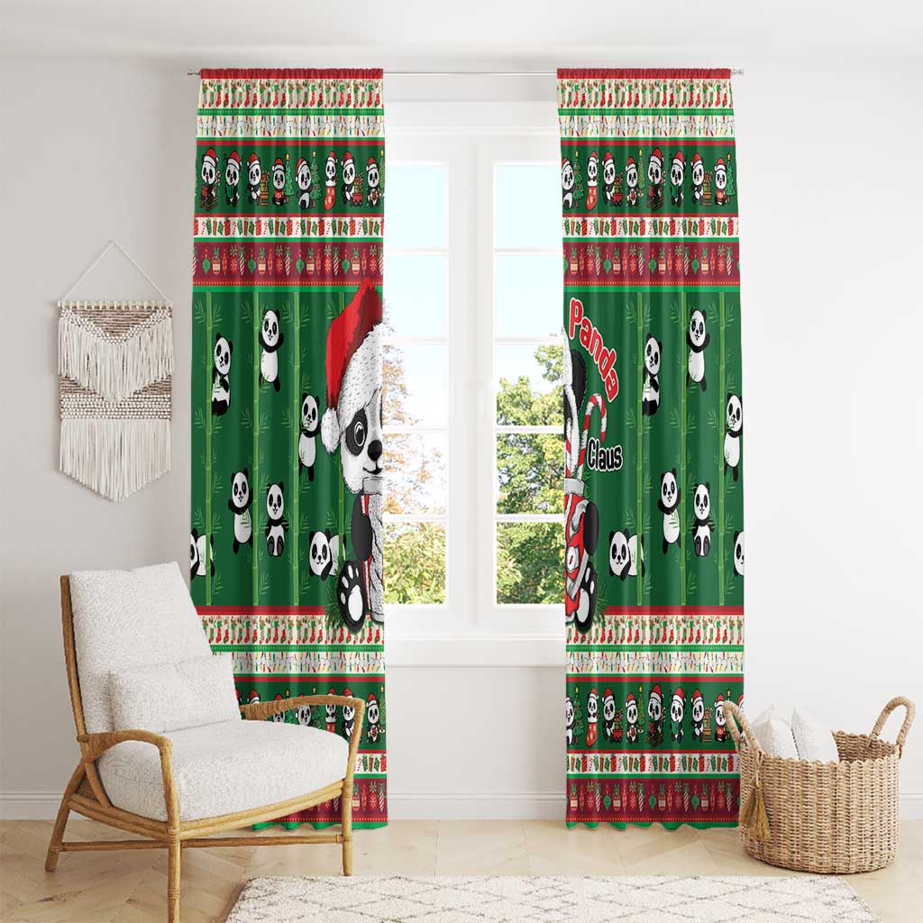 Cute Panda Claus Christmas Window Curtain Panda Santa Claus - Wonder Print Shop
