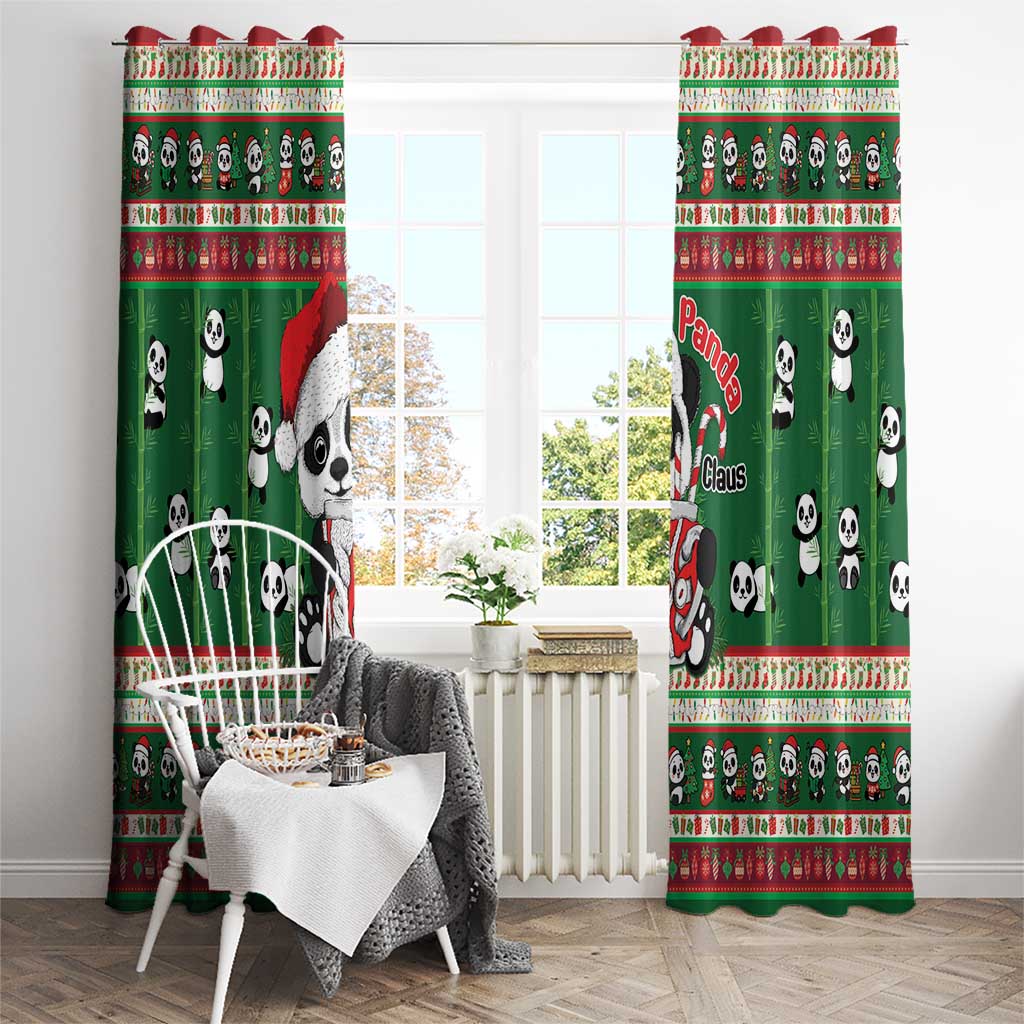 Cute Panda Claus Christmas Window Curtain Panda Santa Claus - Wonder Print Shop