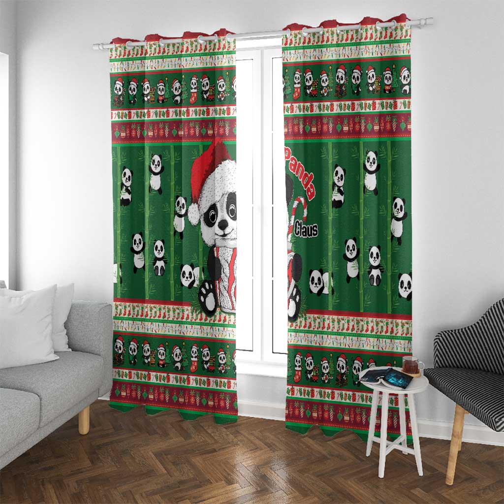 Cute Panda Claus Christmas Window Curtain Panda Santa Claus - Wonder Print Shop