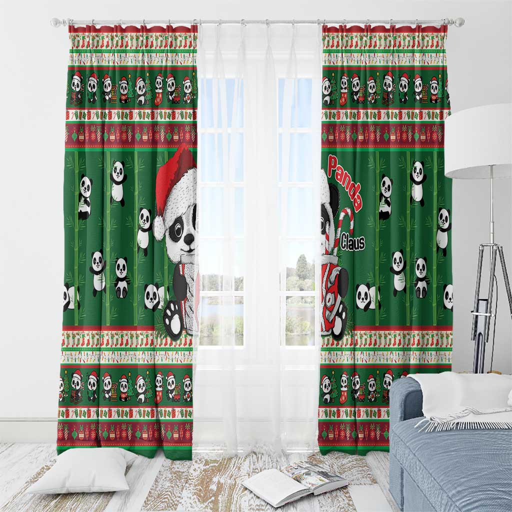 Cute Panda Claus Christmas Window Curtain Panda Santa Claus - Wonder Print Shop