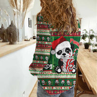 Cute Panda Claus Christmas Women Casual Shirt Panda Santa Claus - Wonder Print Shop