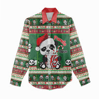 Cute Panda Claus Christmas Women Casual Shirt Panda Santa Claus - Wonder Print Shop