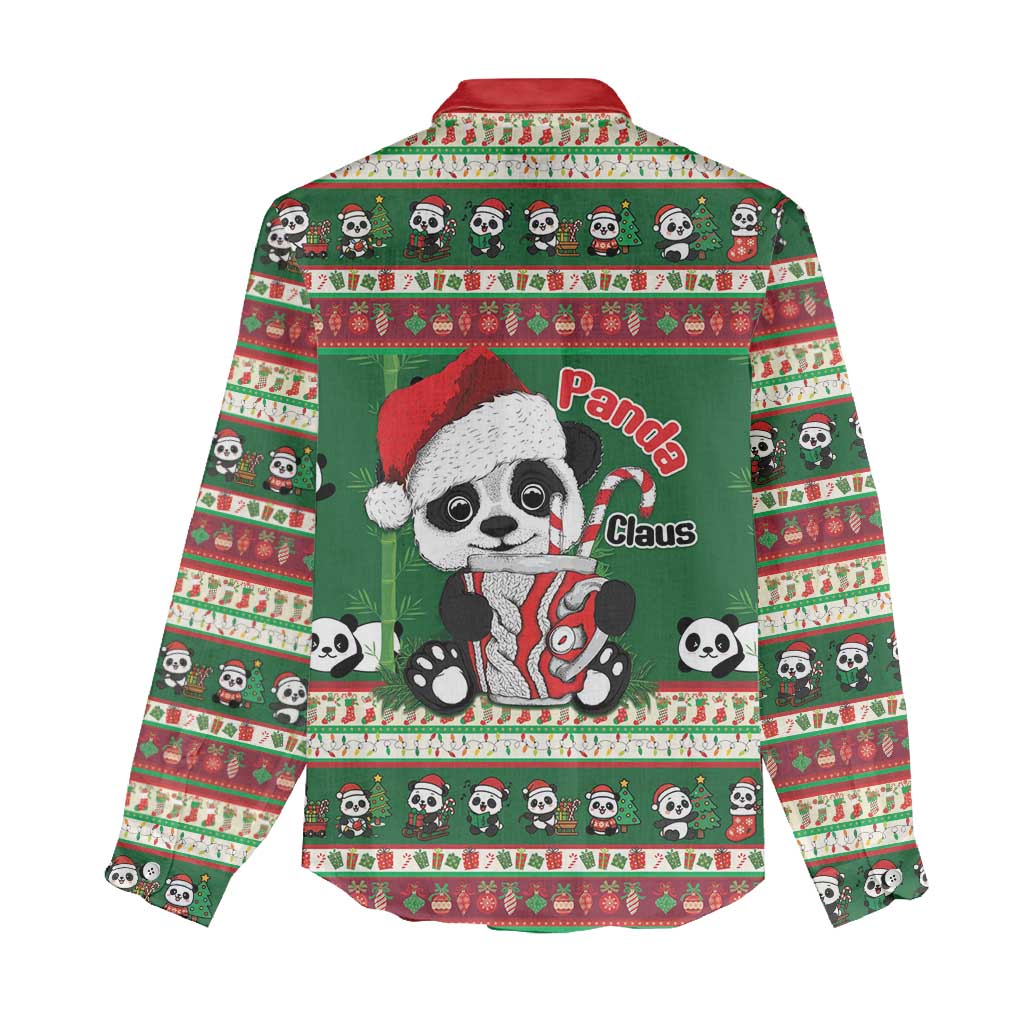 Cute Panda Claus Christmas Women Casual Shirt Panda Santa Claus - Wonder Print Shop