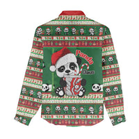 Cute Panda Claus Christmas Women Casual Shirt Panda Santa Claus - Wonder Print Shop