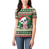 Cute Panda Claus Christmas Women Polo Shirt Panda Santa Claus - Wonder Print Shop