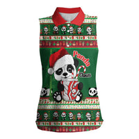 Cute Panda Claus Christmas Women Sleeveless Polo Shirt Panda Santa Claus - Wonder Print Shop