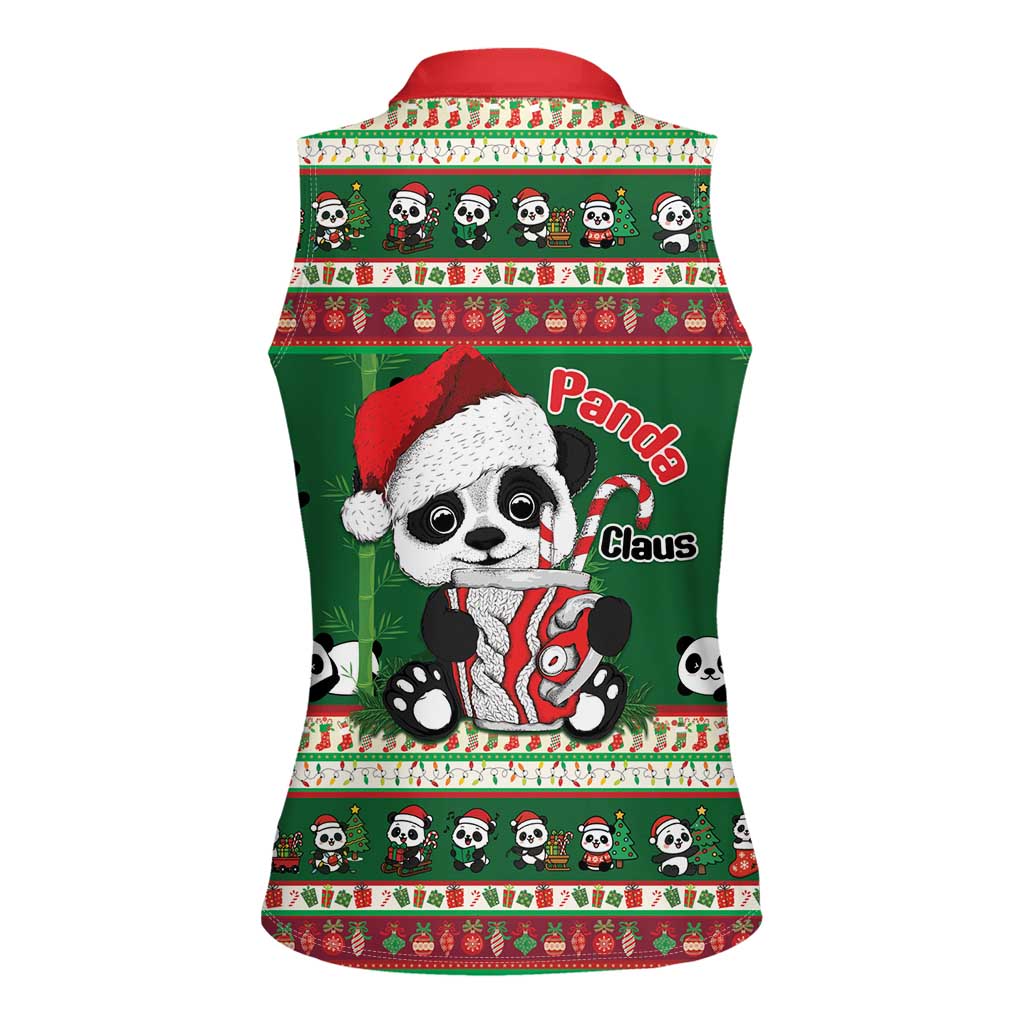 Cute Panda Claus Christmas Women Sleeveless Polo Shirt Panda Santa Claus - Wonder Print Shop