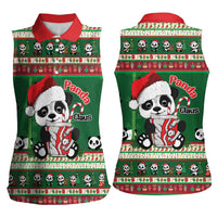 Cute Panda Claus Christmas Women Sleeveless Polo Shirt Panda Santa Claus - Wonder Print Shop