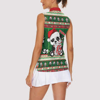 Cute Panda Claus Christmas Women Sleeveless Polo Shirt Panda Santa Claus - Wonder Print Shop