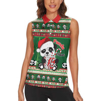 Cute Panda Claus Christmas Women Sleeveless Polo Shirt Panda Santa Claus - Wonder Print Shop